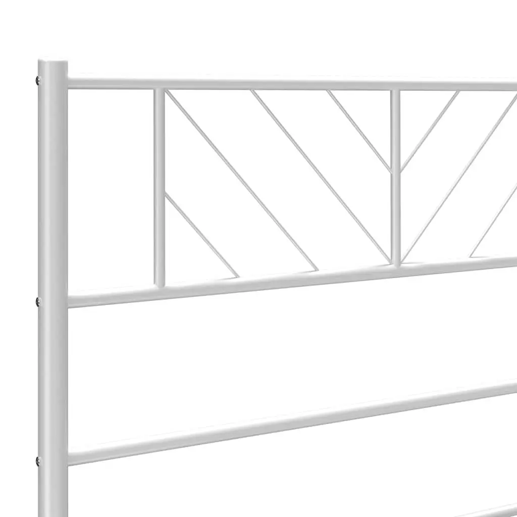 Metal Bed Frame Sturdy Construction 150x200 cm White with Headboard and Footboard