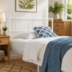 90cm White Metal Headboard with Sturdy Steel Frame