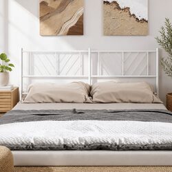 135cm White Metal Headboard with Sturdy Steel Legs