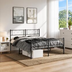Powder-Coated Steel Bed Frame 135x190cm in Black