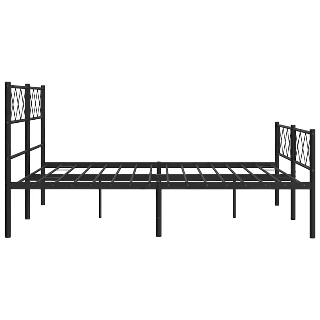 Metal Bed Frame Slatted Base Black 150x200cm