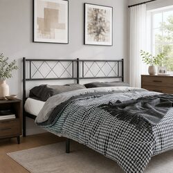 Powder Coated Steel Black Headboard 135cm Dimensions