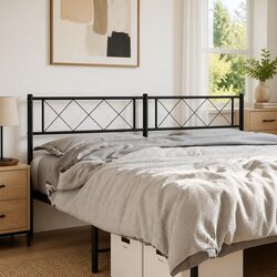 Black Powder-Coated Metal Headboard for Bed Frame