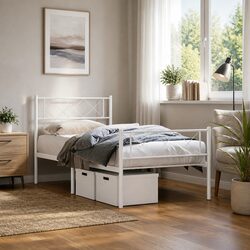 King Single Metal Bed Frame with Footboard 107x203 cm
