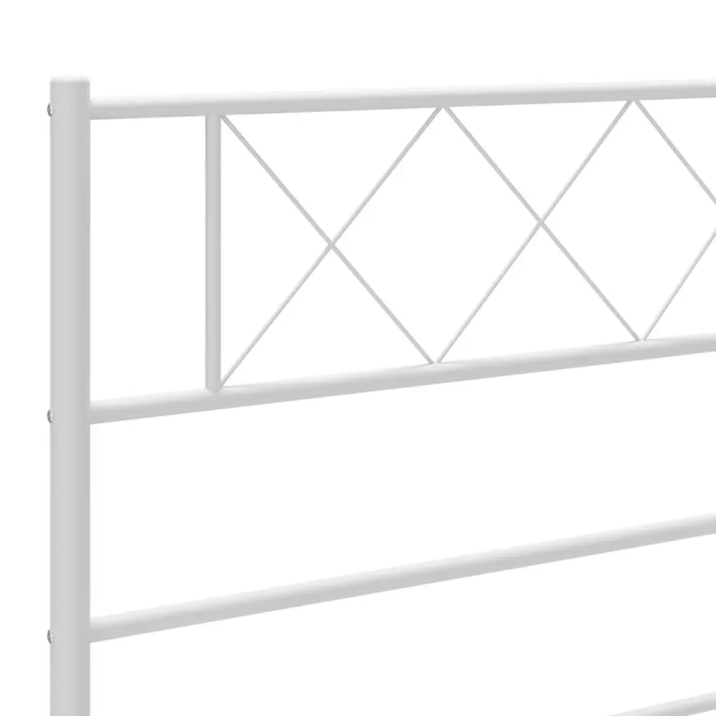 Metal Bed Frame White 135x190cm with Headboard Footboard and Slats for Bedroom Furniture