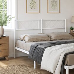 135 cm White Metal Headboard with Steel Frame