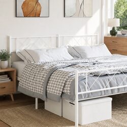 Metal Headboard 180cm White with Powder-Coated Steel Frame