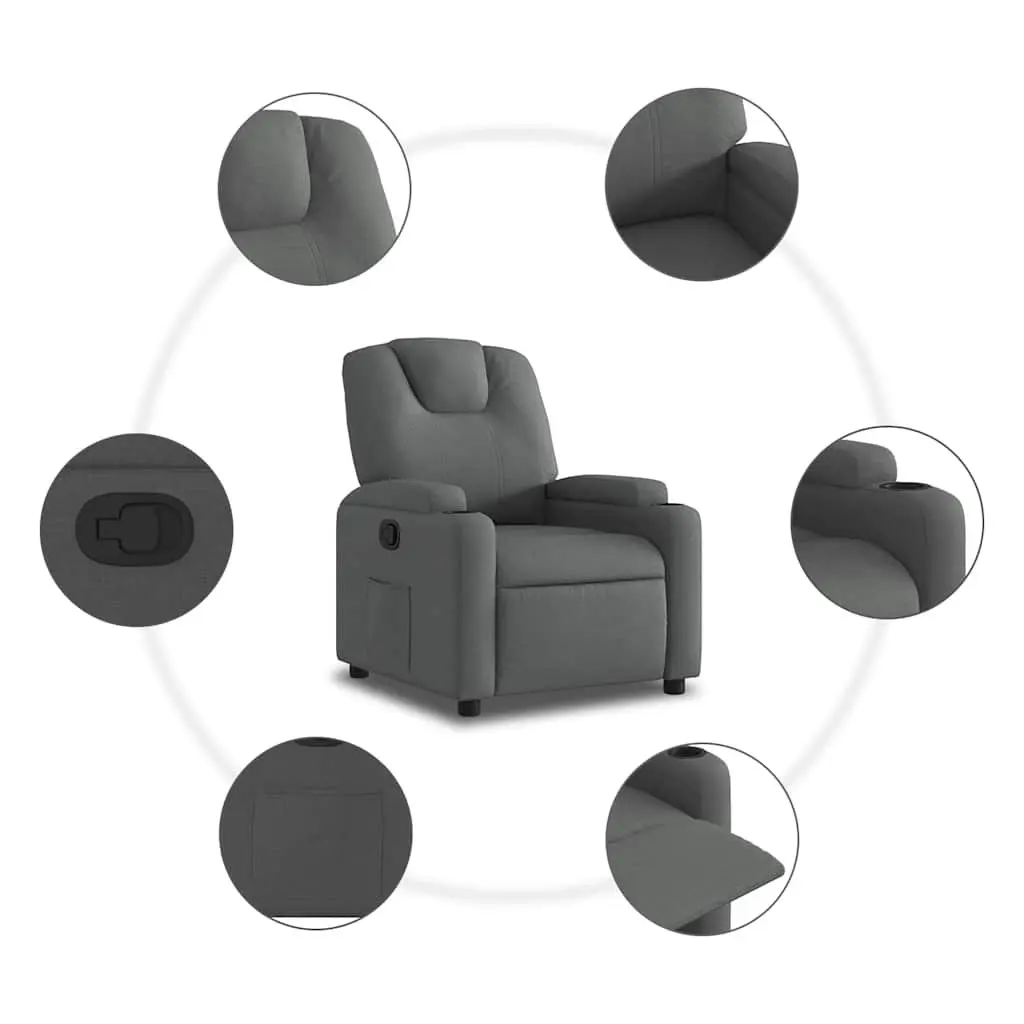 Recliner Chair Manual Recline Comfort Grey Fabric