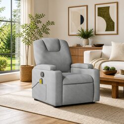 Manual Recline Grey Massage Recliner Armchair with USB