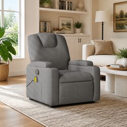 Manual Recline Massage Chair in Grey Fabric