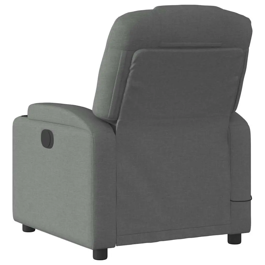 Massage Recliner Chair Grey Fabric Manual Recline Footrest Vibration Armchair