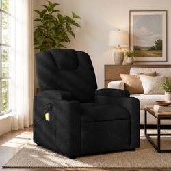 Manual Recline Black Fabric Massage Chair with 6 Vibration Points