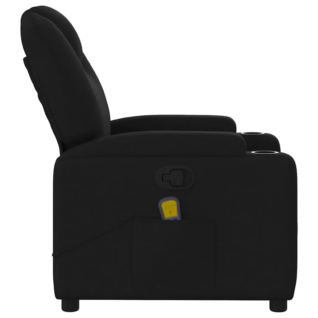 Massage Chair Manual Recline Vibration Black Fabric 6 Point Comfort Armchair