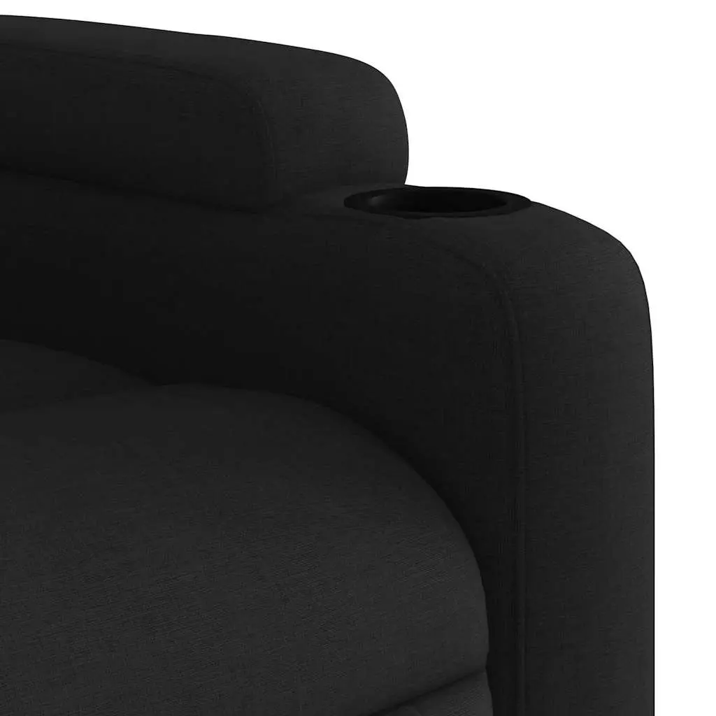 Massage Chair Manual Recline Vibration Black Fabric 6 Point Comfort Armchair
