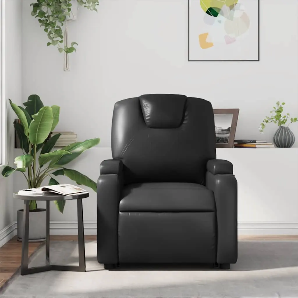 Recliner Armchair Manual Reclining Comfort Black Faux Leather