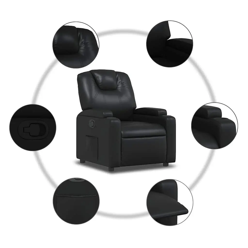 Recliner Armchair Manual Reclining Comfort Black Faux Leather