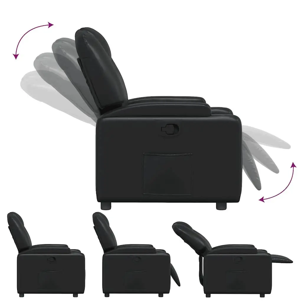 Recliner Armchair Manual Reclining Comfort Black Faux Leather