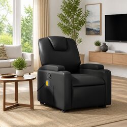 Manual Reclining Massage Chair with Faux Leather Upholstery