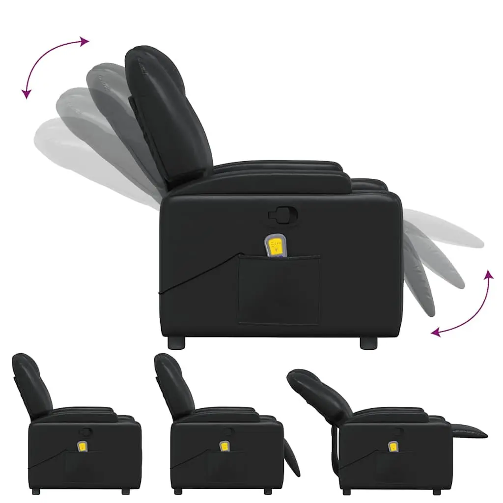 Massage Chair Manual Reclining Faux Leather Vibration Adjustable Armchair Black