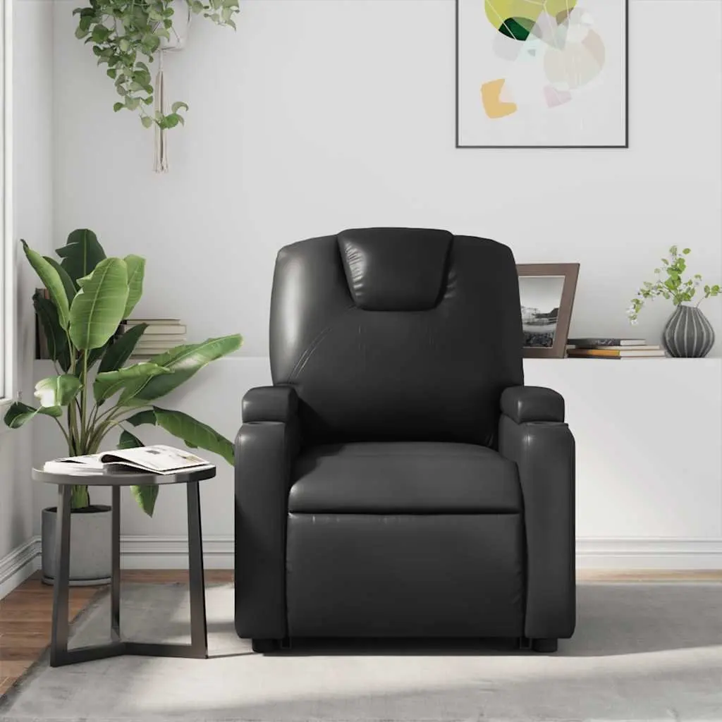 Massage Chair Manual Reclining Faux Leather Vibration Adjustable Armchair Black