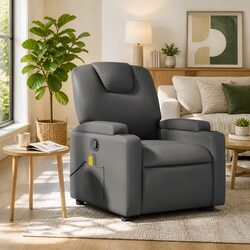 Manual Reclining Grey Faux Leather Massage Chair