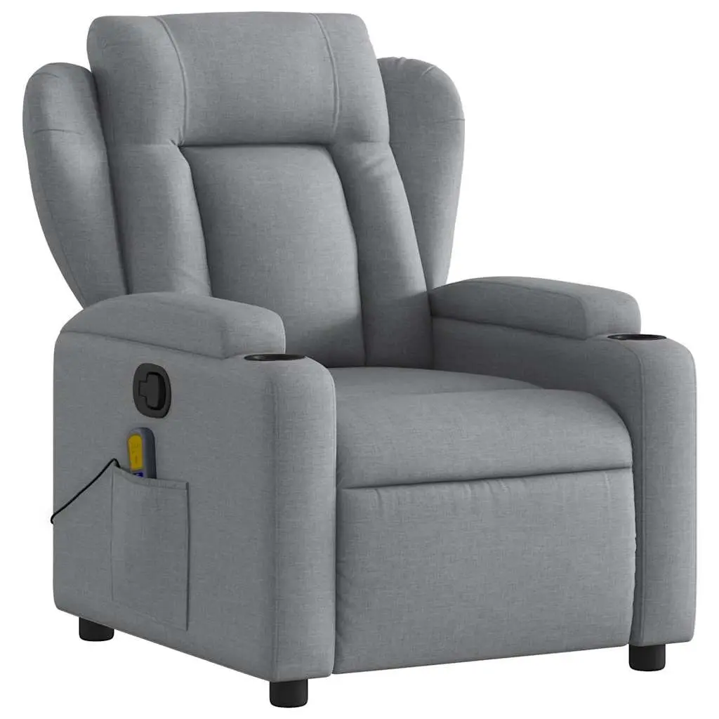 Massage Recliner Chair Manual Reclining Comfort Grey Fabric