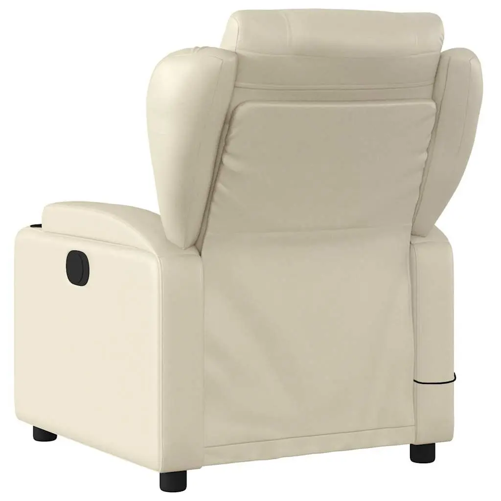 Massage Recliner Chair Vibration Comfort Cream Faux Leather