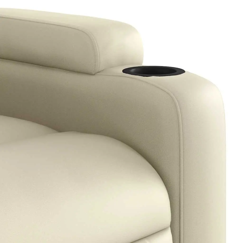 Massage Recliner Chair Vibration Comfort Cream Faux Leather