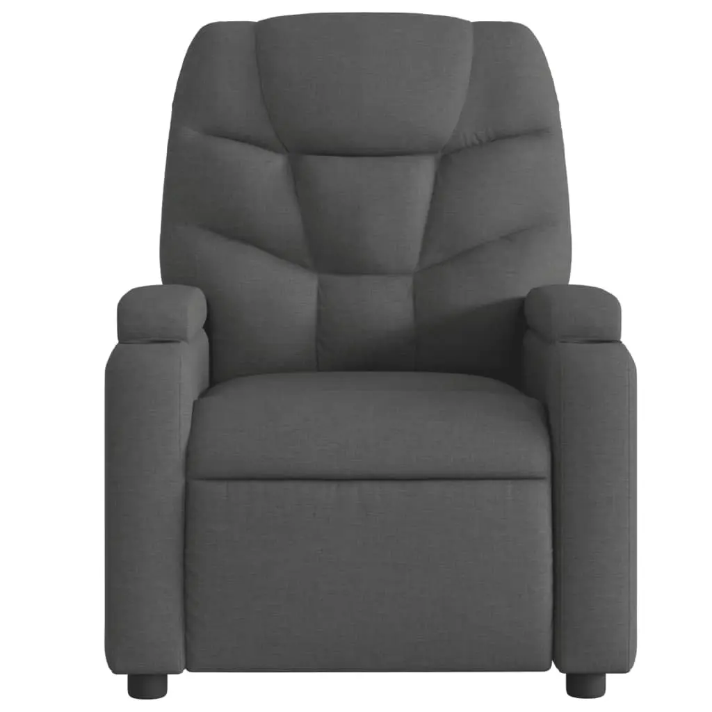 Recliner Chair Manual Recline Armchair Lounge Seat Cup Holders Side Pocket Grey