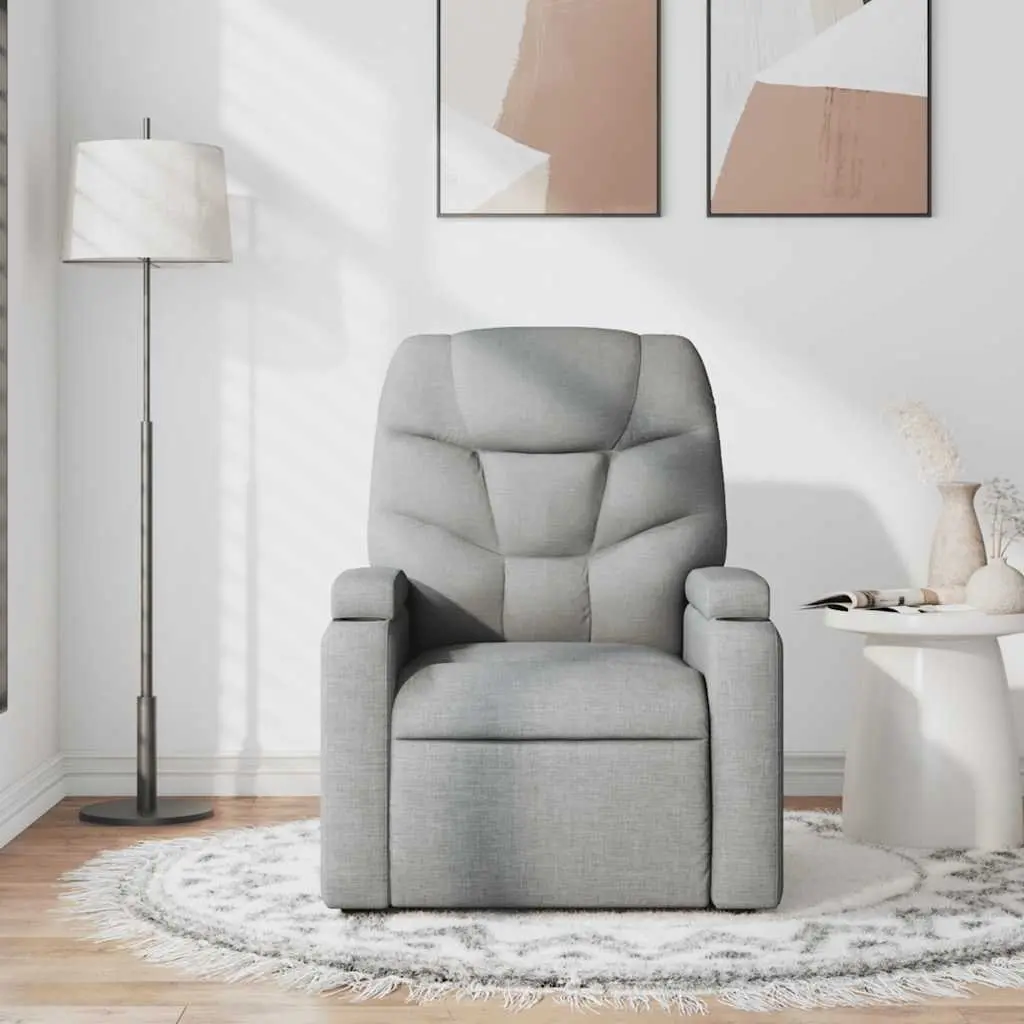 Massage Recliner Chair Manual Reclining Light Grey Fabric
