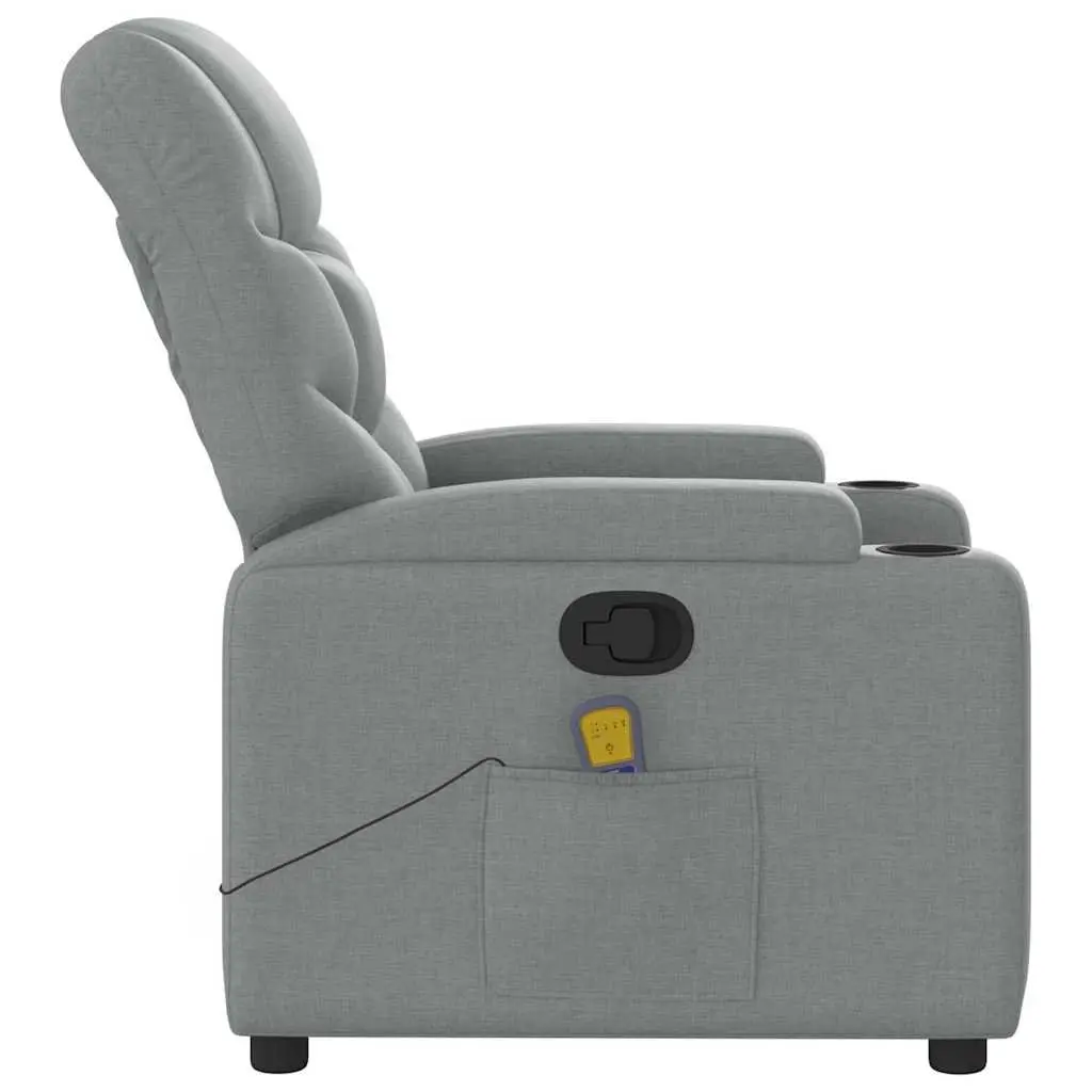 Massage Recliner Chair Manual Reclining Light Grey Fabric