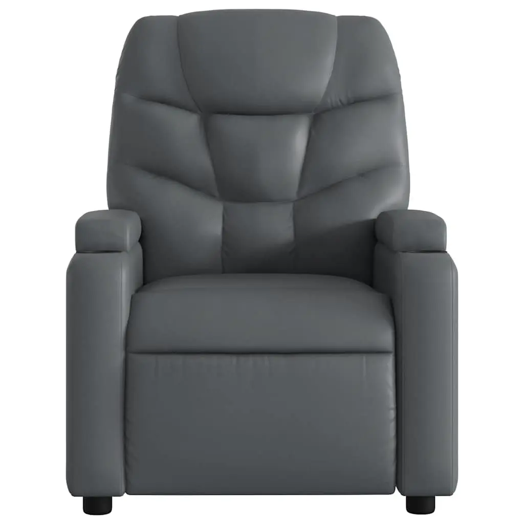Massage Recliner Chair Manual Recline Comfort Grey Faux Leather