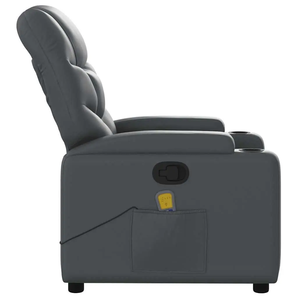 Massage Recliner Chair Manual Recline Comfort Grey Faux Leather