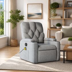 Manual Recline Grey Fabric Massage Chair with Vibration