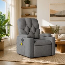 Manual Recline Vibration Massage Chair Grey Fabric