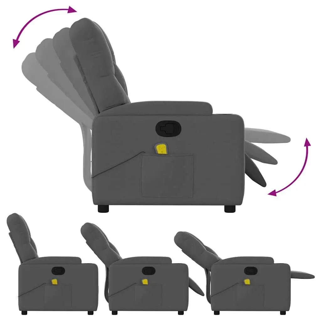 Massage Recliner Chair Manual Recline Vibration 135 Degrees Grey Fabric