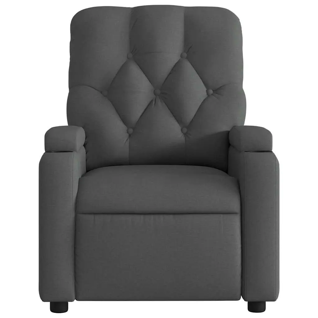 Massage Recliner Chair Manual Recline Vibration 135 Degrees Grey Fabric