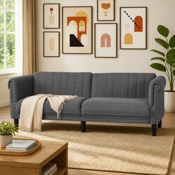 3-Seater Sofa in Grey Velvet Upholstery