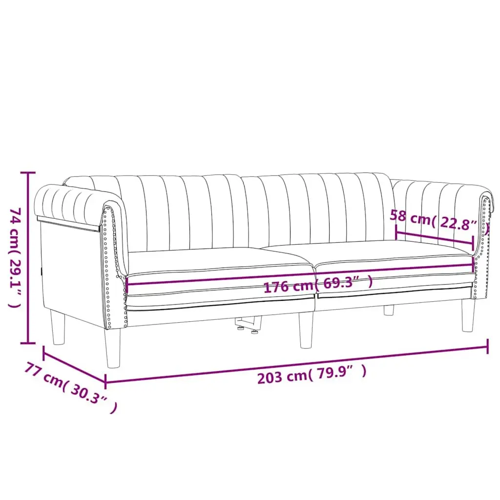 3-Seater Sofa Black Velvet Living Room Furniture Couch Comfortable Padded Seat
