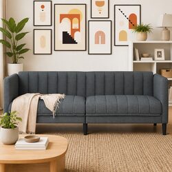 Modern Grey Fabric 2-Seater Sofa with Sturdy Build