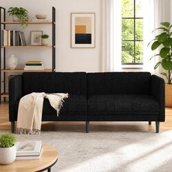 3-Seater Sofa in Black Fabric with Sturdy Construction