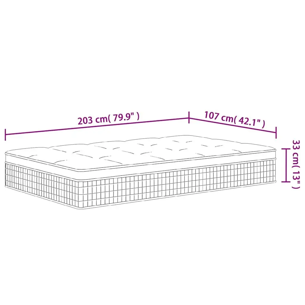 Pocket Spring Mattress Medium Firm 107x203cm White