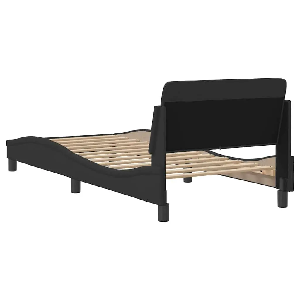 Bed Frame with Headboard Supportive Fabric 90x190 cm Black