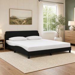 King Bed Frame 180x200 cm Black Velvet with Slat Base