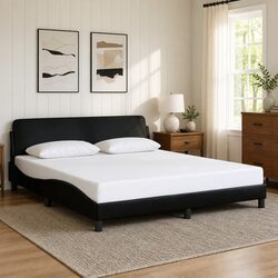 King Bed Frame 180x200 cm with Black Faux Leather Upholstery
