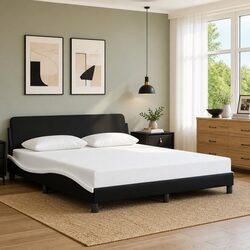 King Bed Frame 180x200 cm with Headboard in Faux Leather