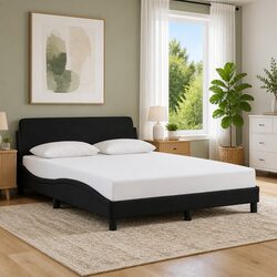 Black Double Bed Frame with Headboard 137x190 cm