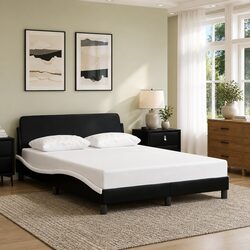 Black and White Faux Leather Double Bed Frame with Headboard