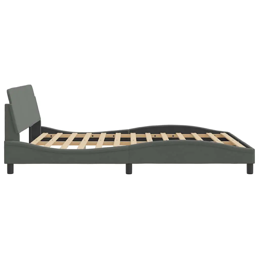 Queen Bed Frame Fabric Upholstered Headboard Dark Grey 152x203 cm