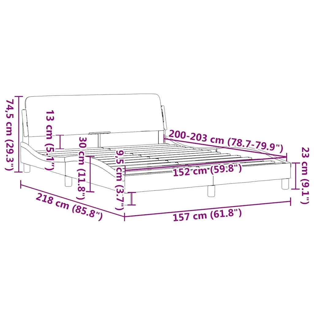 Queen Bed Frame Fabric Black Headboard Supportive Plywood Slats